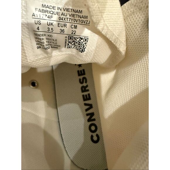 Converse Girls Chuck Taylor Floral Embroidered High Top Sneakers Tan Pink Size 4 - Picture 4 of 12